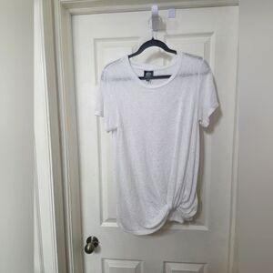 Bobeau White Relaxed Tie Front Short Sleeve Tee